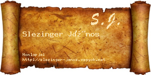 Slezinger János névjegykártya