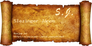 Slezinger János névjegykártya